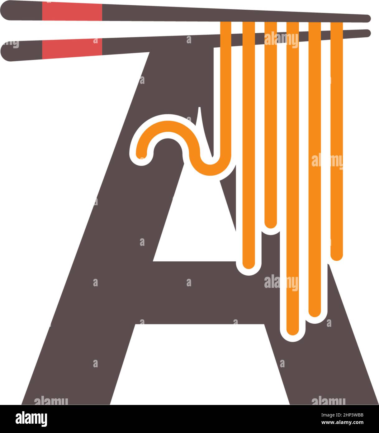 Lettera A con bacchette e logo con icona a forma di tagliatappi Illustrazione Vettoriale