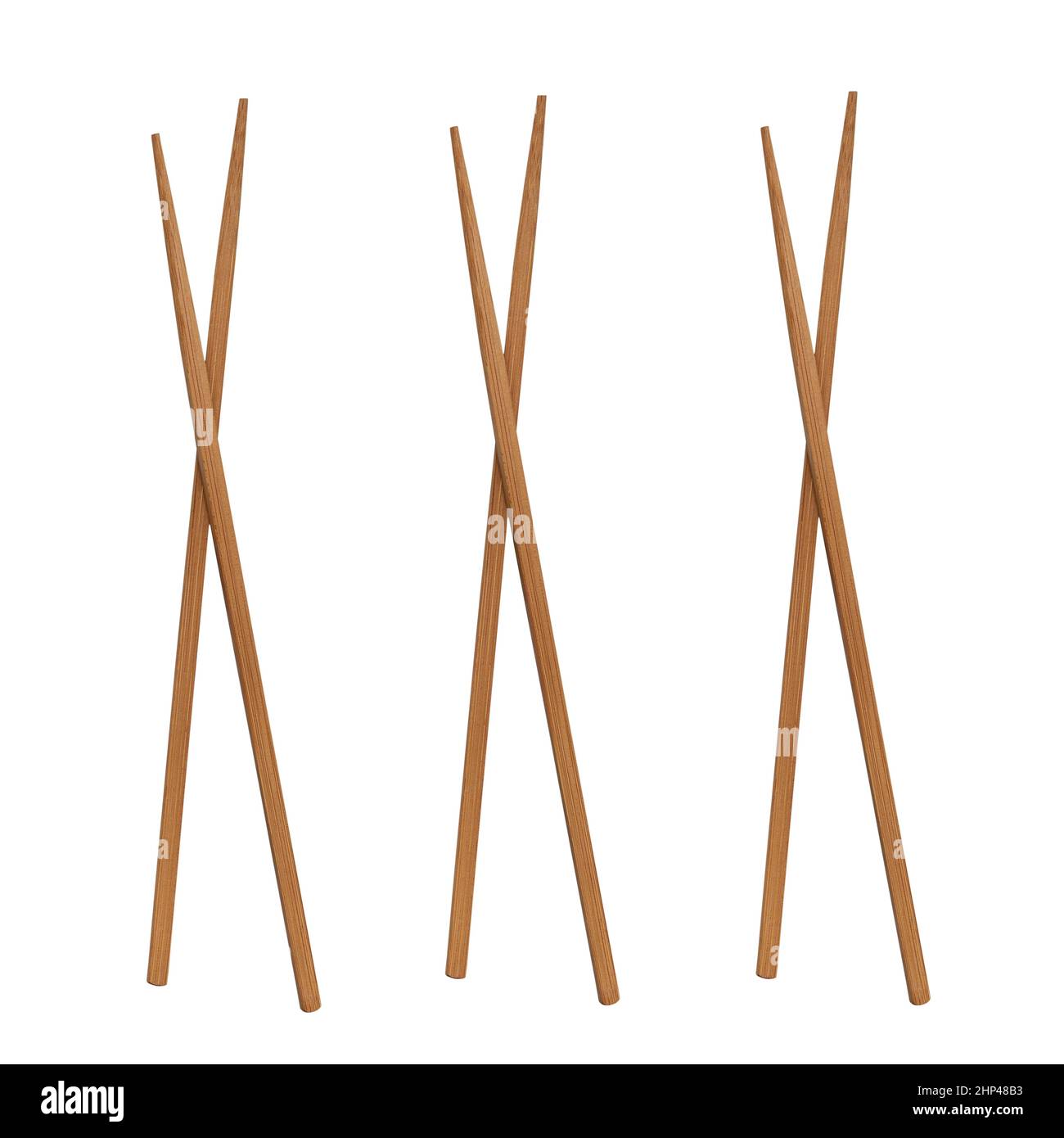 Bastoncini di bambù sezione quadrata isolato su sfondo bianco, tradizioni orientali Foto Stock