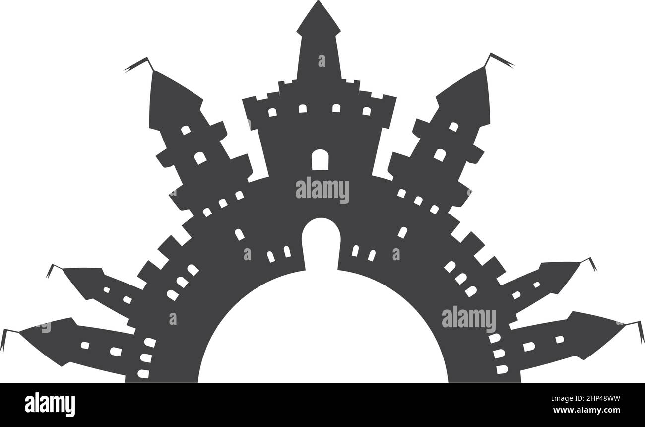 disegno di illustrazione vettoriale dell'icona del castello Illustrazione Vettoriale