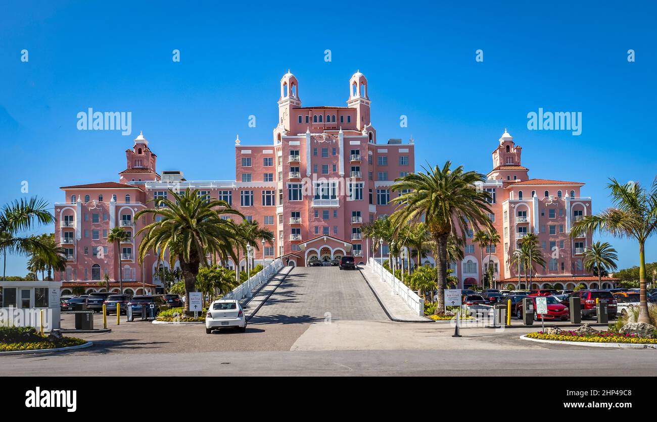 Lo storico Don Cesar elegante, Hotel di lusso conosciuto anche come il Palazzo Rosa in St. Pete Beach Florida USA Foto Stock