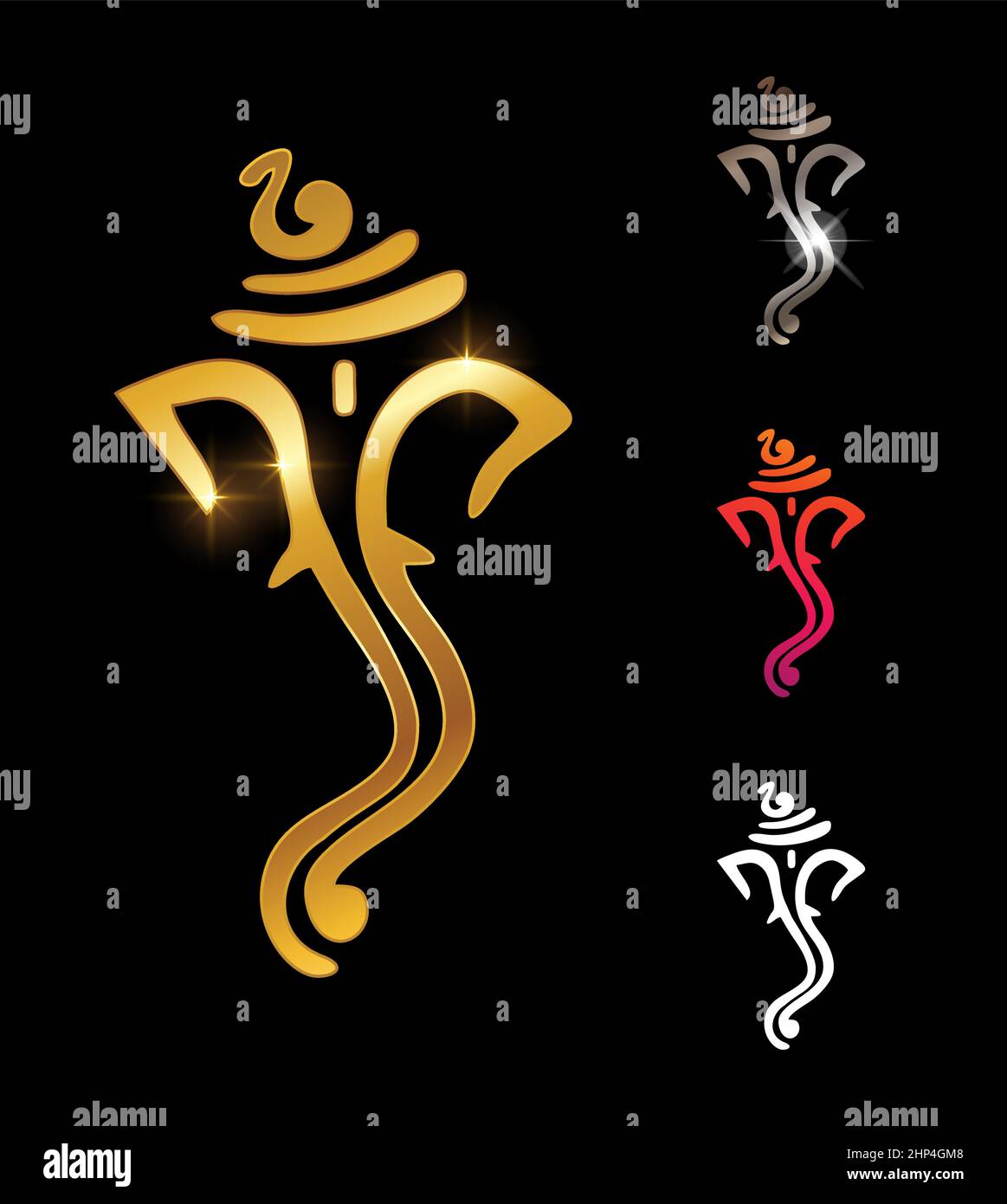 Cartello vettore Golden Ganesha Illustrazione Vettoriale