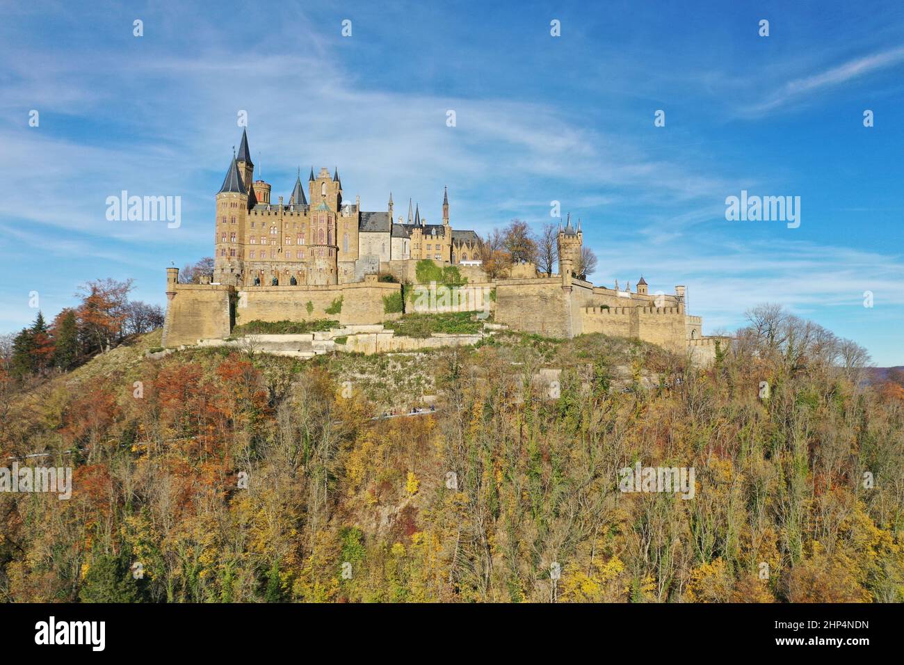 Burg Hohenzollern auf der schwäbischen Alb, Luftbild Foto Stock