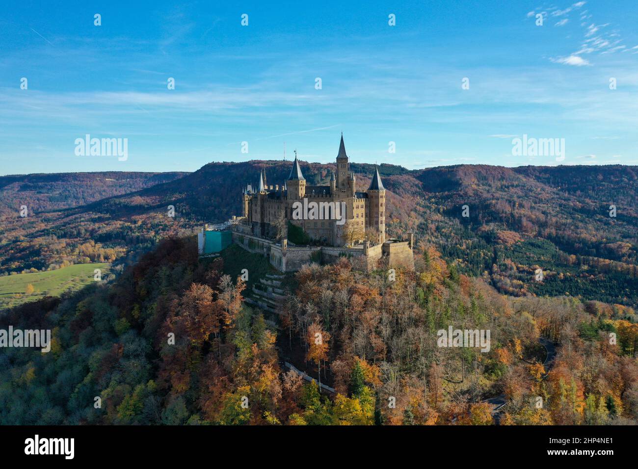 Burg Hohenzollern auf der schwäbischen Alb, Luftbild Foto Stock