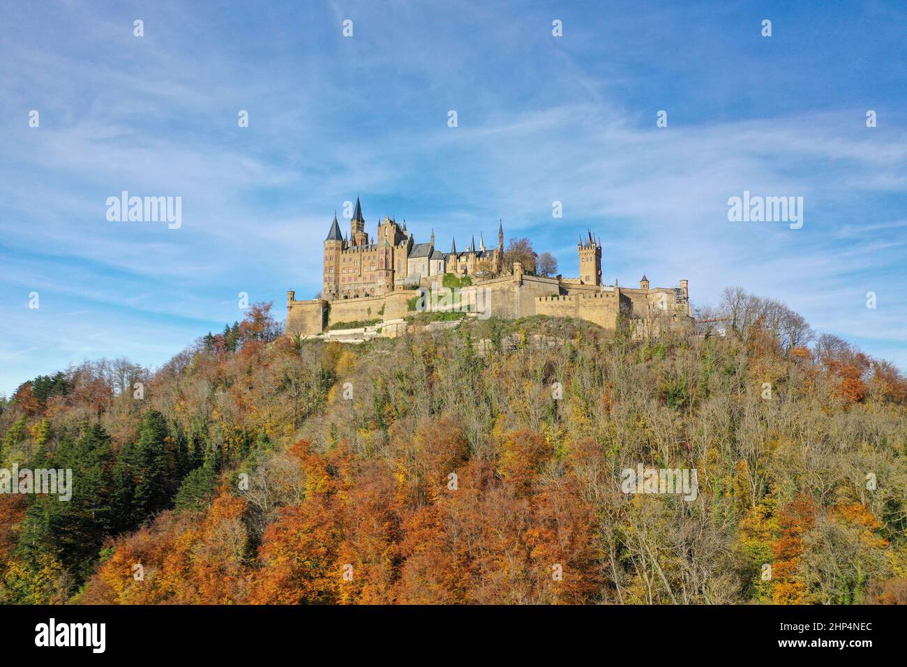 Burg Hohenzollern auf der schwäbischen Alb, Luftbild Foto Stock