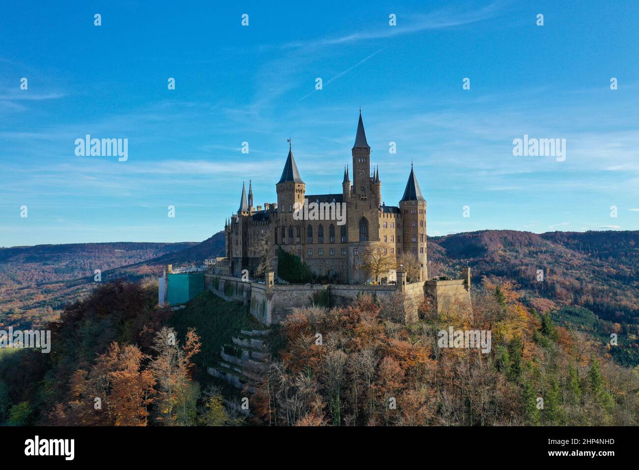 Burg Hohenzollern auf der schwäbischen Alb, Luftbild Foto Stock