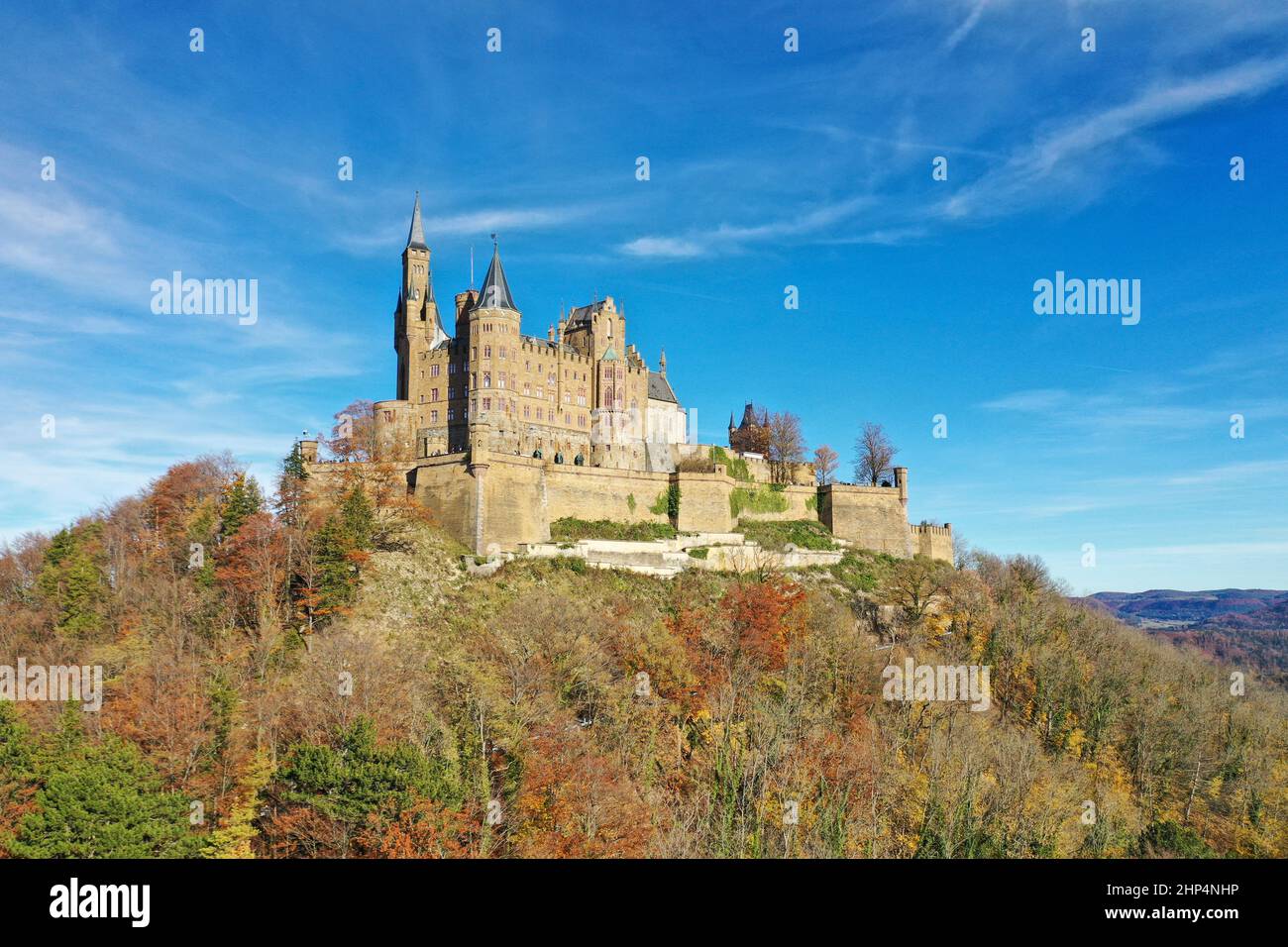 Burg Hohenzollern auf der schwäbischen Alb, Luftbild Foto Stock