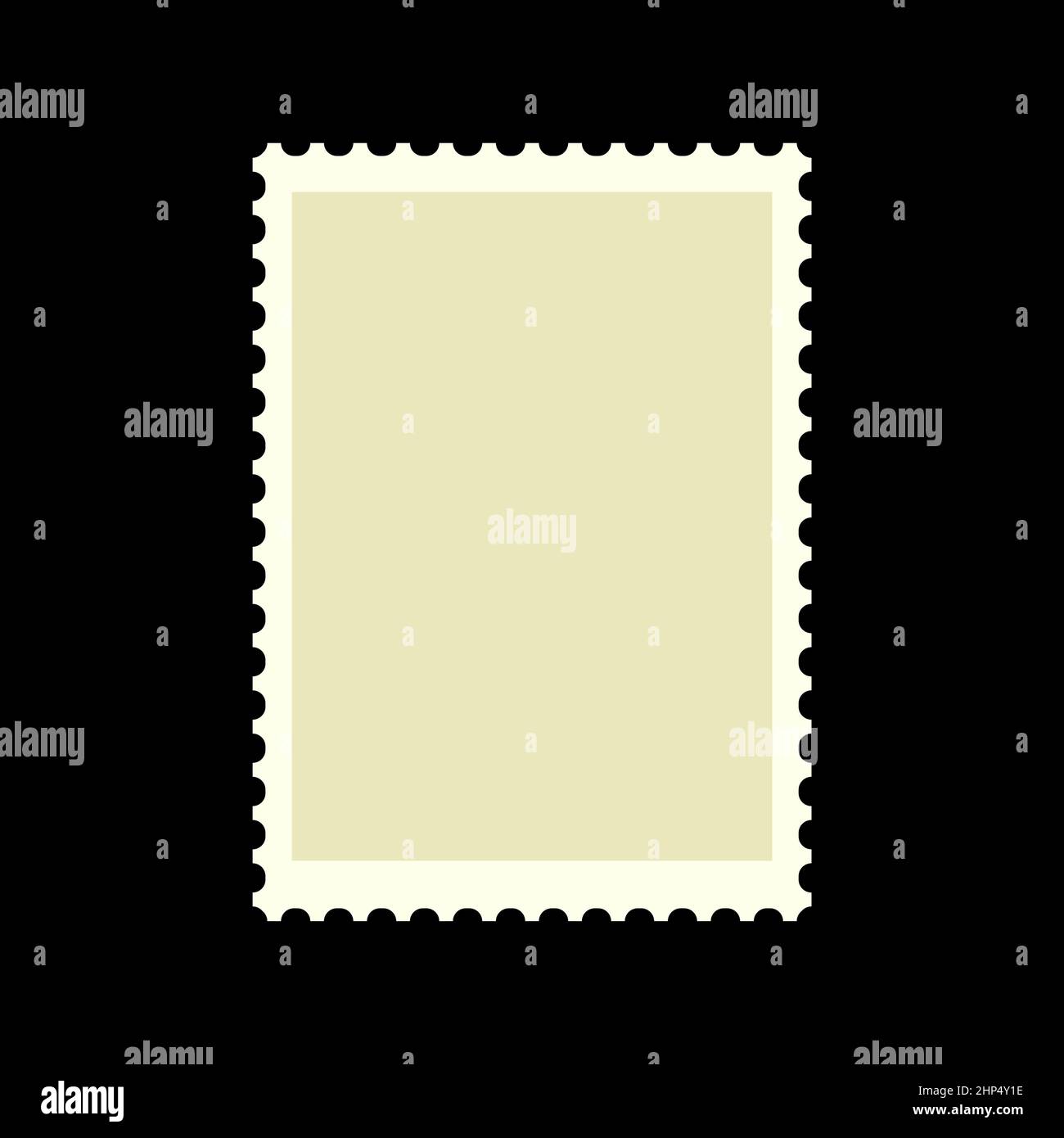 Timbro affrancatura vuoto. Timbro postale a forma di rettangolo. Illustrazione vettoriale isolata su nero. Illustrazione Vettoriale