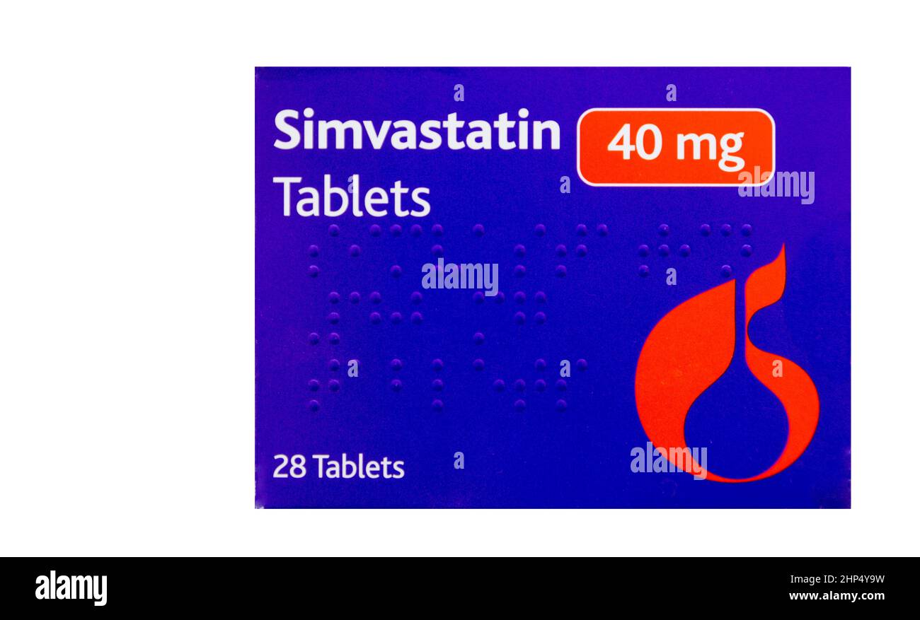 Simvastatina 40 mg compresse e confezione Foto Stock