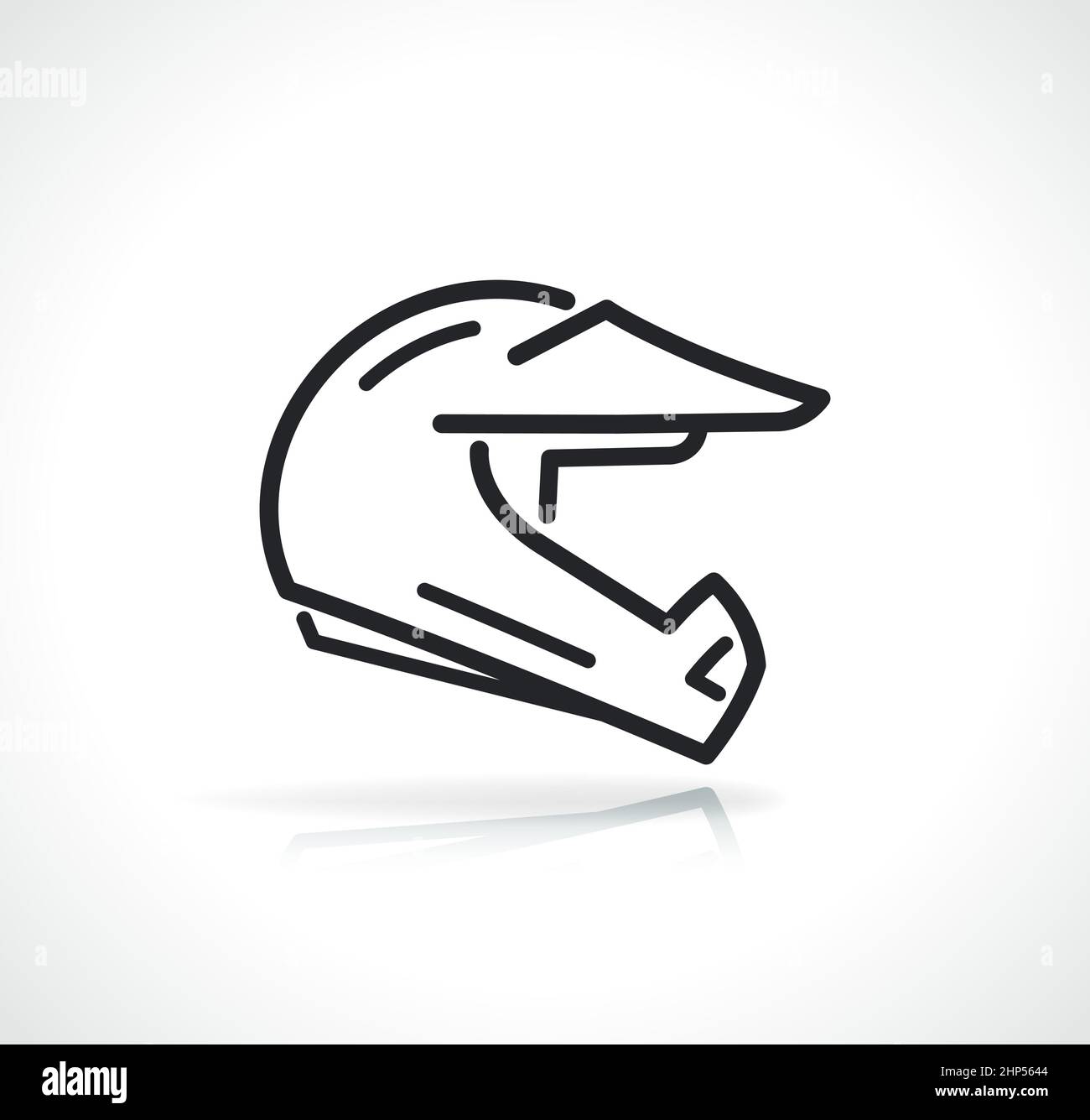 icona a linea sottile del casco motocross Illustrazione Vettoriale