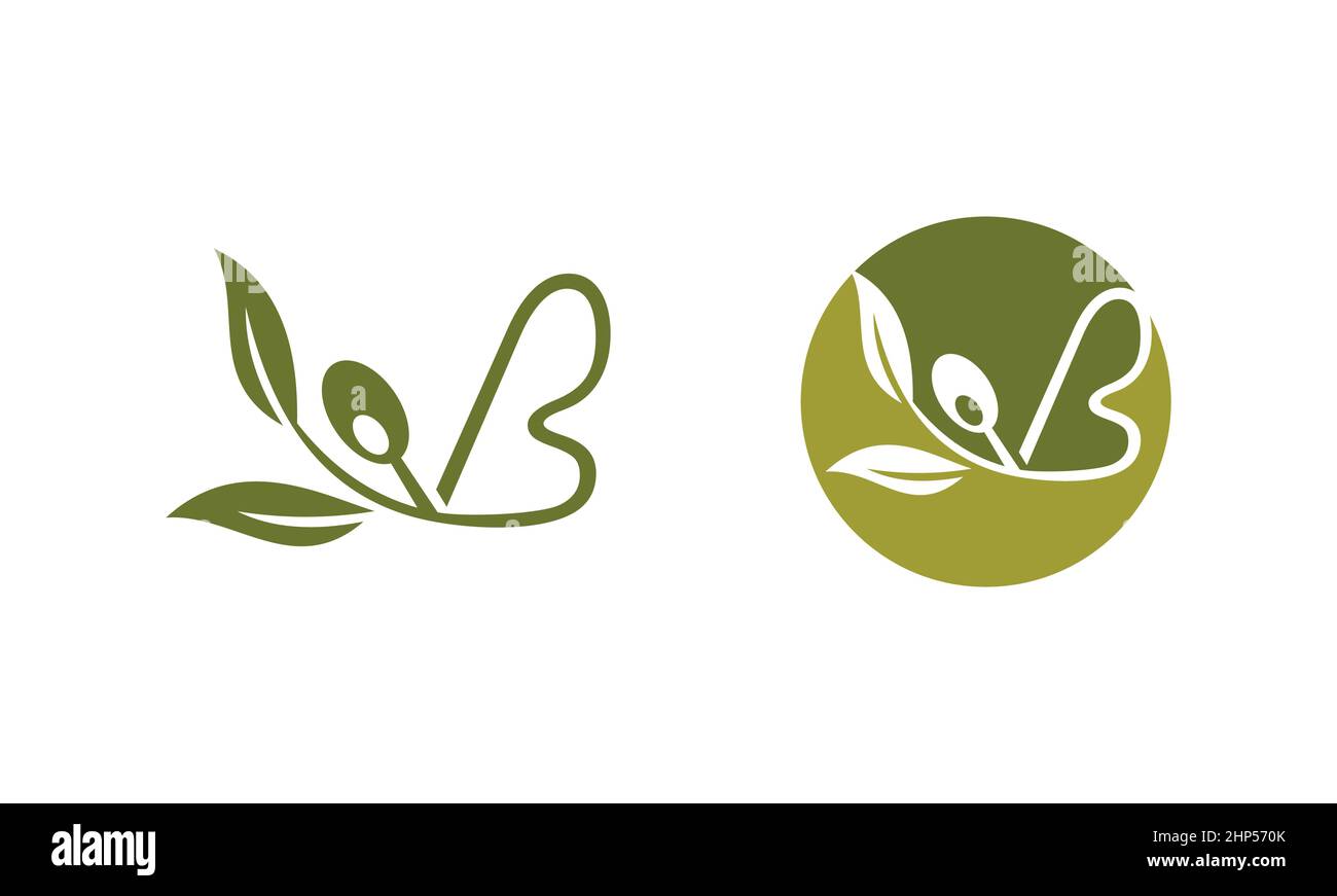 Lettera B del logo del monogramma di olive Illustrazione Vettoriale