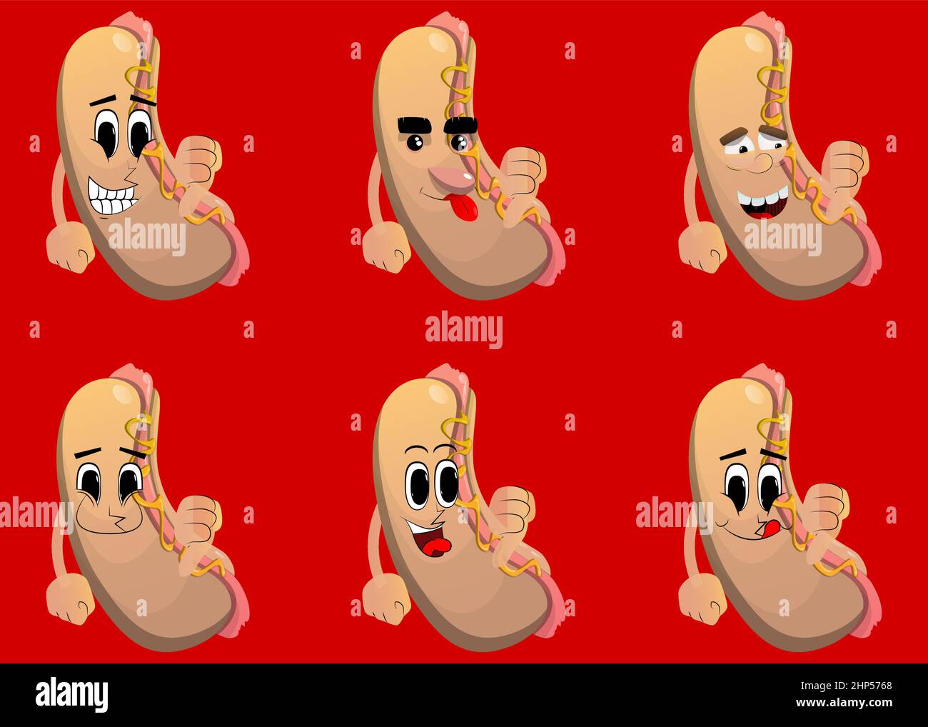 Hot Dog mostra un segno di mano dissimile. Illustrazione Vettoriale