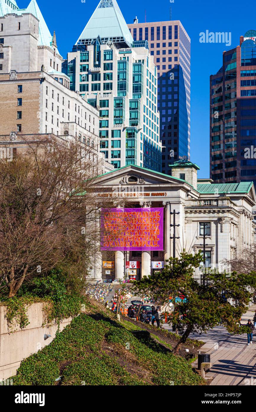 Galleria d'Arte di Vancouver in una giornata di sole a febbraio, British Columbia, Canada Foto Stock