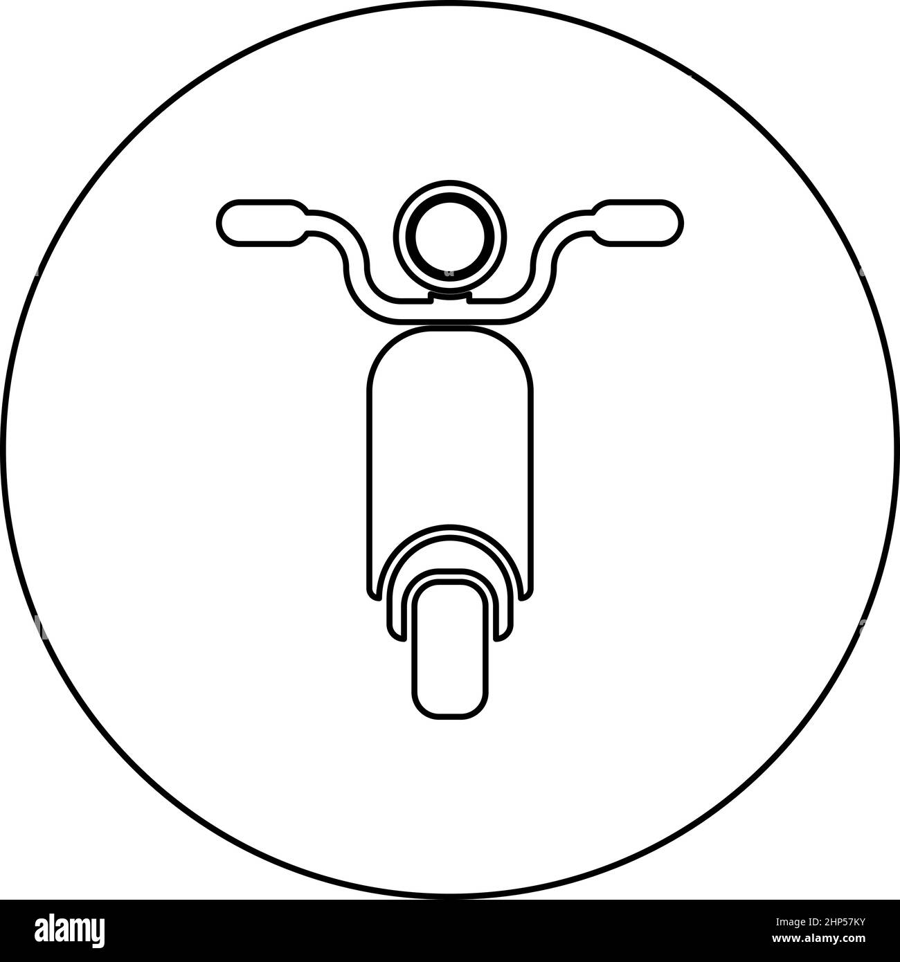 Ciclomotore Scooter moto icona bici elettrica in cerchio rotondo colore nero vettore illustrazione contorno pieno stile immagine Illustrazione Vettoriale
