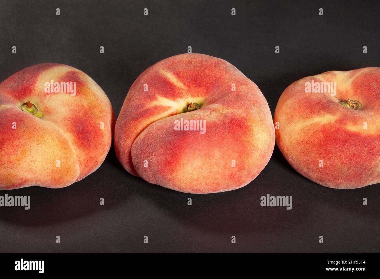 pesca piatta su sfondo nero Foto Stock