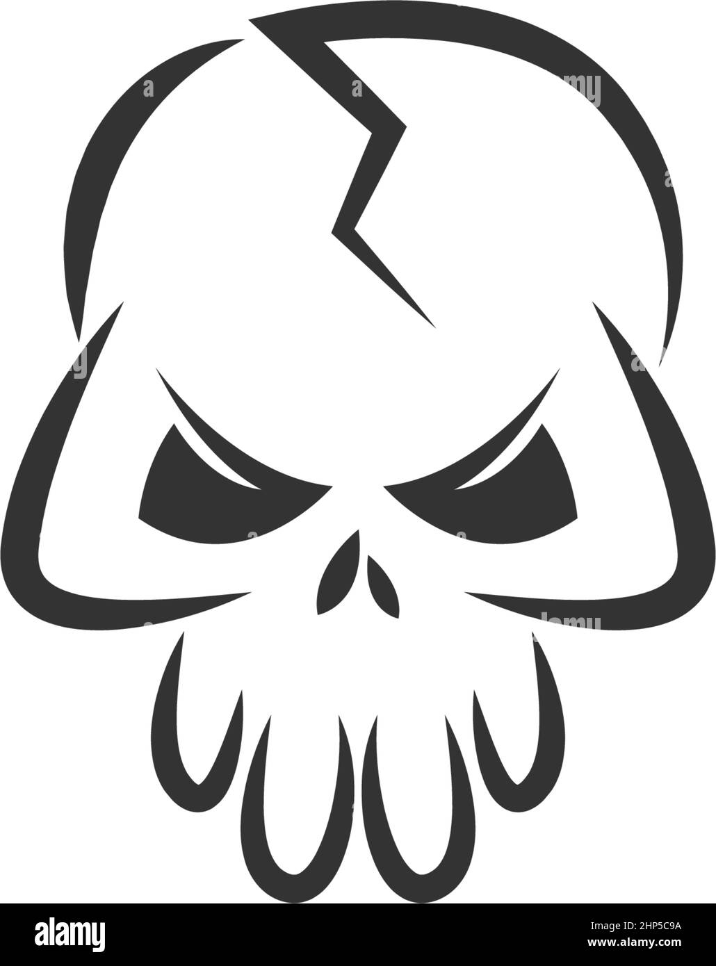 Modello vettoriale con icona del logo del cranio Illustrazione Vettoriale