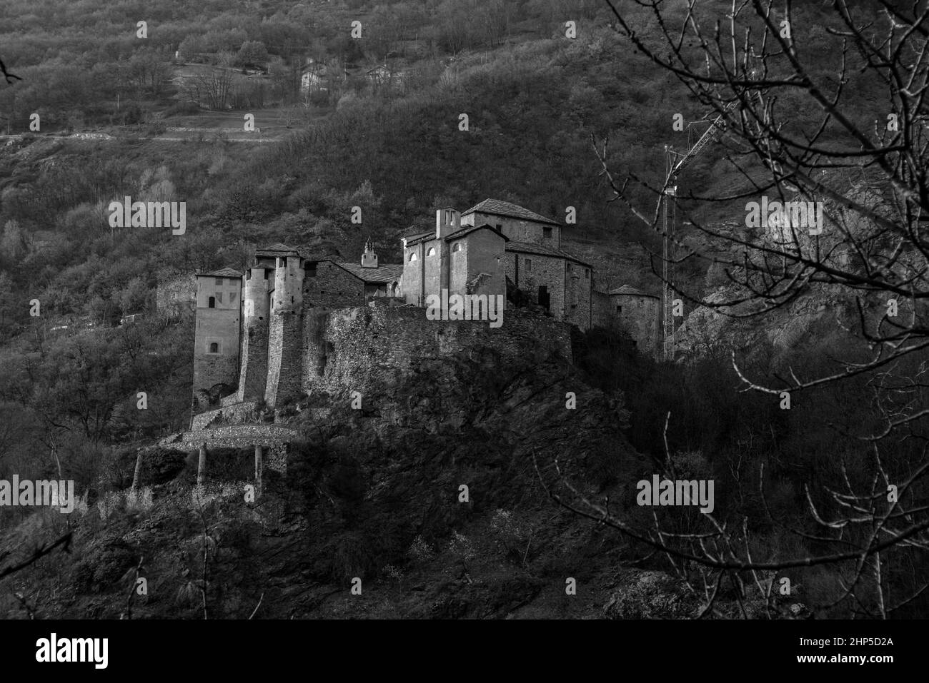 Antico castello romano vicino Aosta Foto Stock