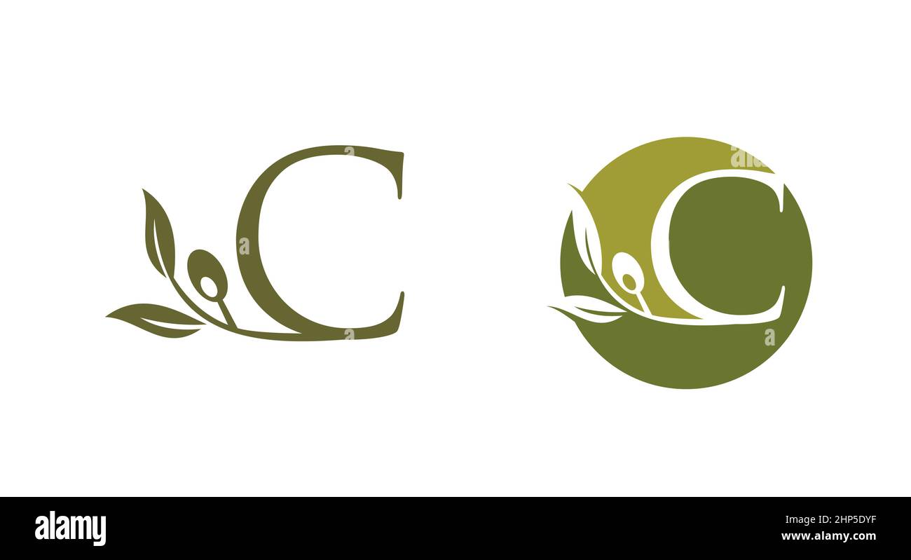 Lettera C del logo del monogramma di olive Illustrazione Vettoriale