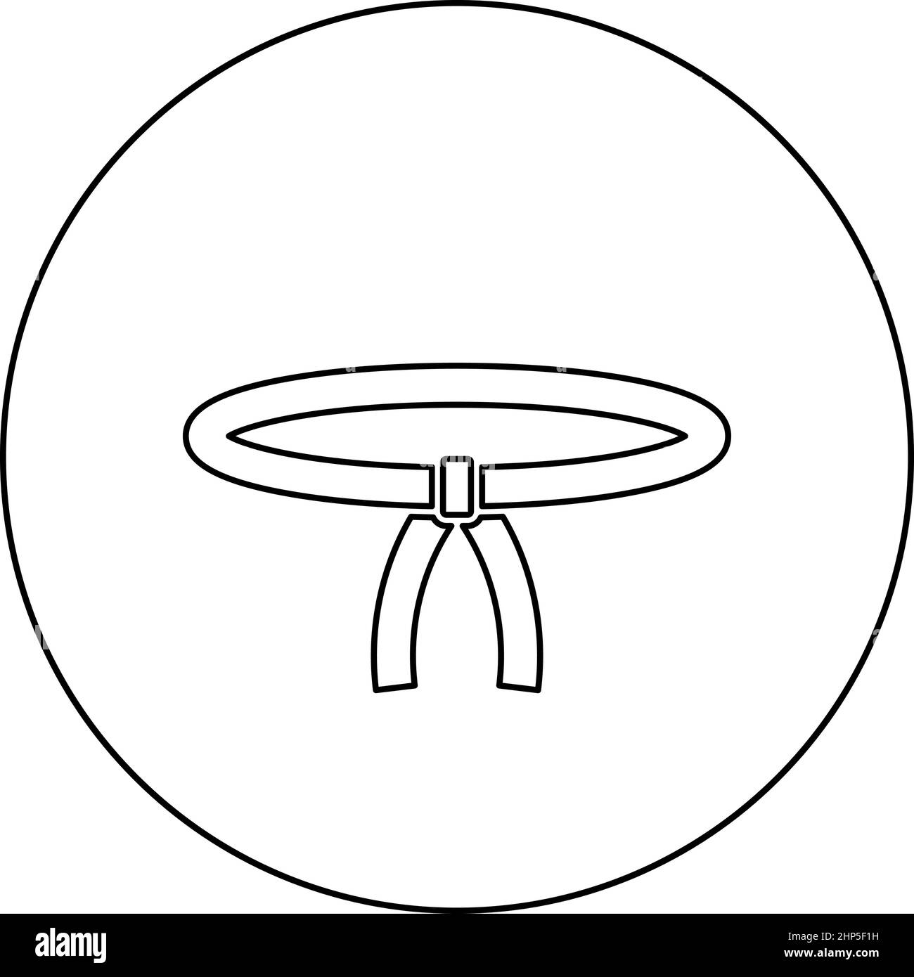 Cintura Oriental Combat sport girovita Abbigliamento di caccia karate judo icona in cerchio rotondo nero colore vettore illustrazione solido contorno stile immagine Illustrazione Vettoriale