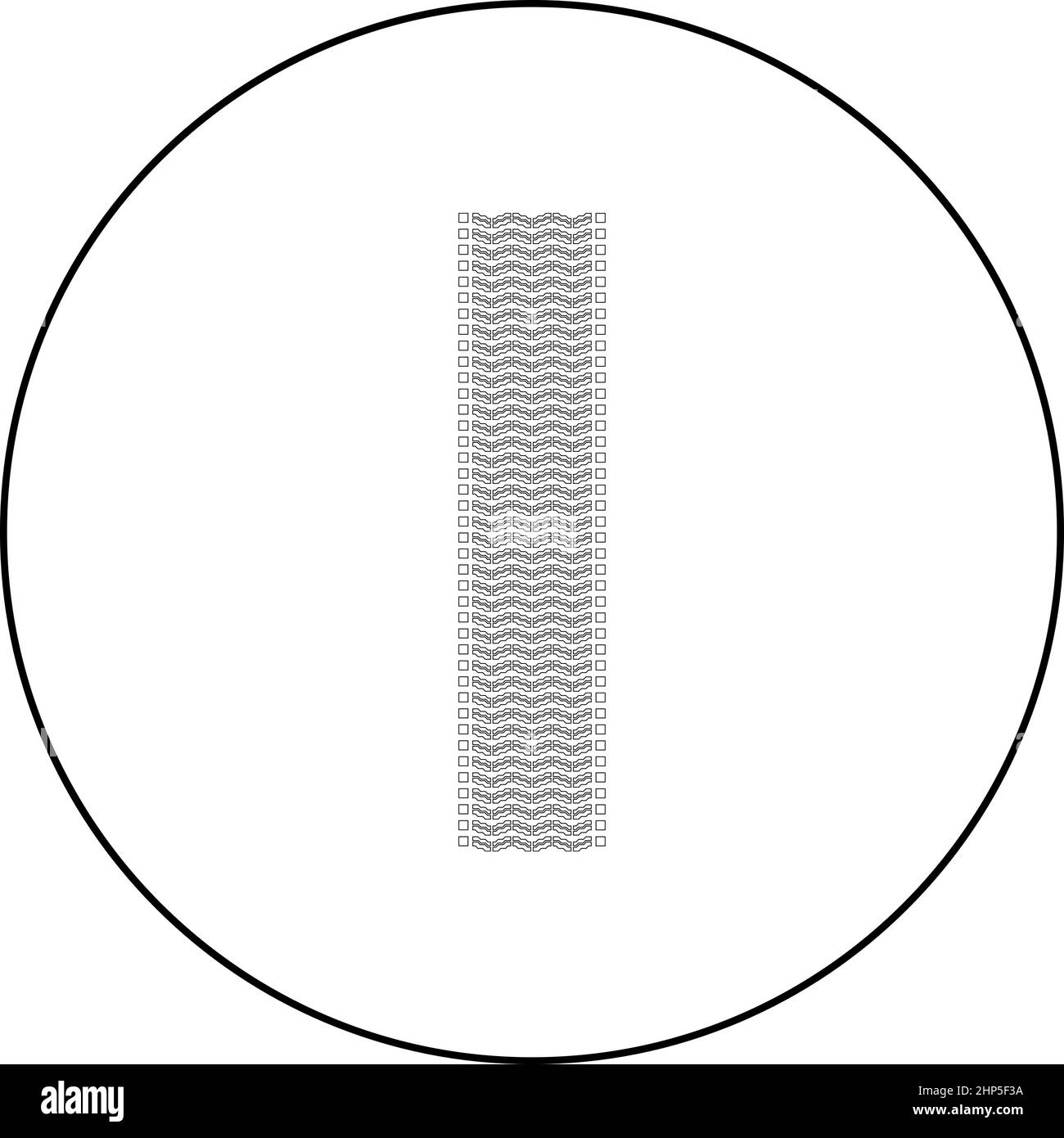 Pneumatico pista Stampa di ruota auto pneumatici impronta auto icona in cerchio rotondo nero colore vettore illustrazione solido contorno stile immagine Illustrazione Vettoriale