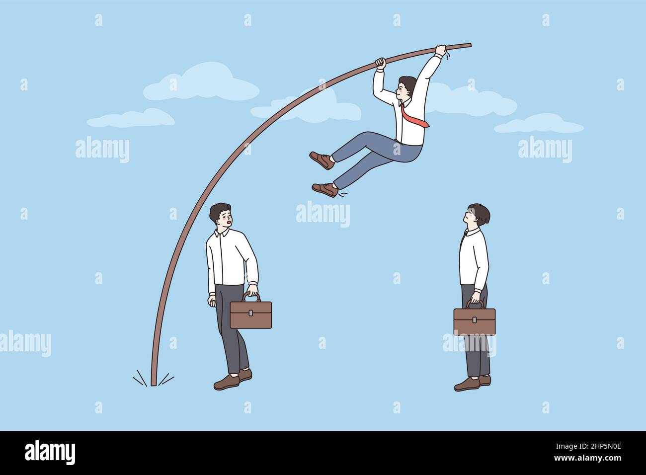 I dipendenti saltano sul palo vincono i concorrenti Illustrazione Vettoriale