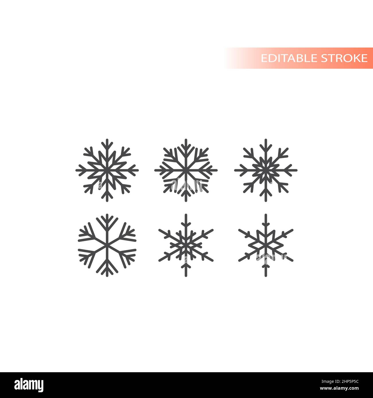 Icona vettore linea fiocco di neve impostata Illustrazione Vettoriale