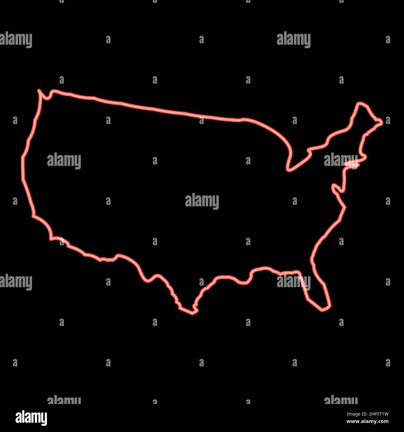 Mappa al neon dell'america icona di colore nero in cerchio rosso illustrazione vettoriale immagine di stile piatto Illustrazione Vettoriale