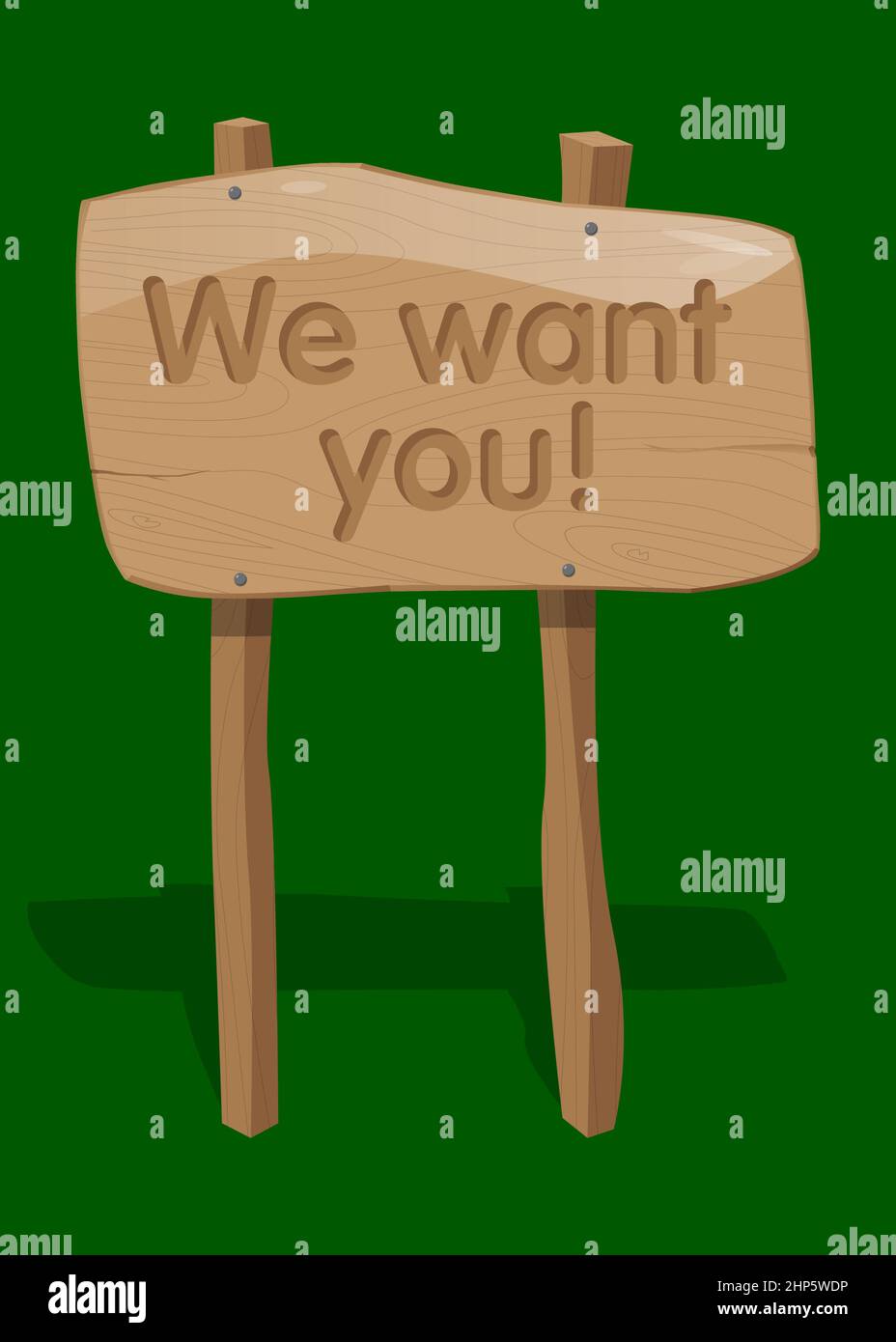 Ti vogliamo! testo. Cartello in legno. Illustrazione Vettoriale
