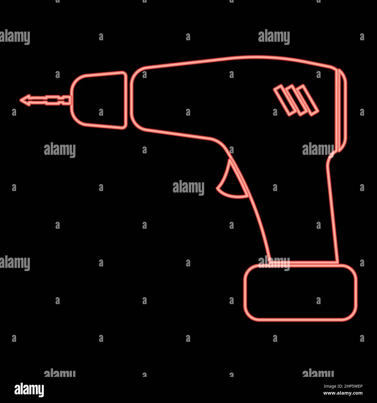 Icona del cacciavite al neon colore nero nel cerchio rosso immagine vettoriale di stile piatto Illustrazione Vettoriale