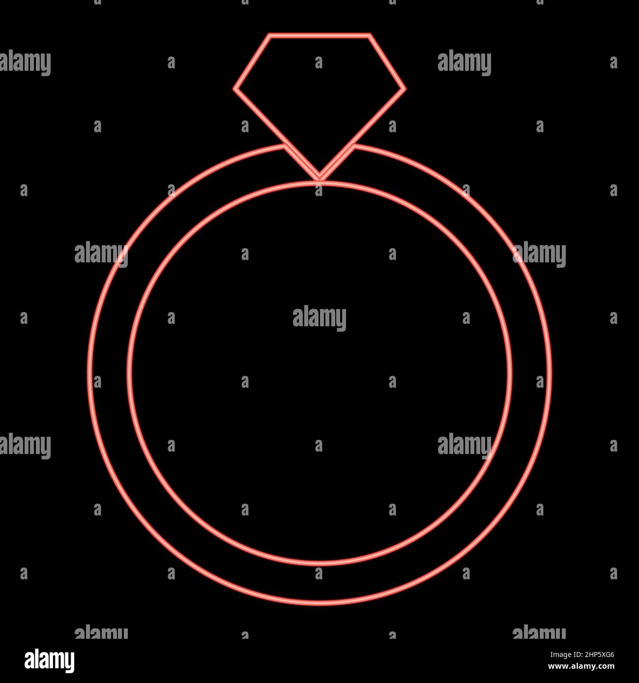 Icona anello al neon colore nero nel cerchio rosso immagine vettoriale di stile piatto Illustrazione Vettoriale