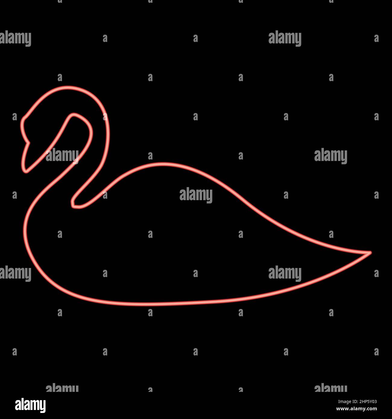 Icona di neon cigno colore nero in cerchio rosso immagine vettoriale di stile piatto Illustrazione Vettoriale