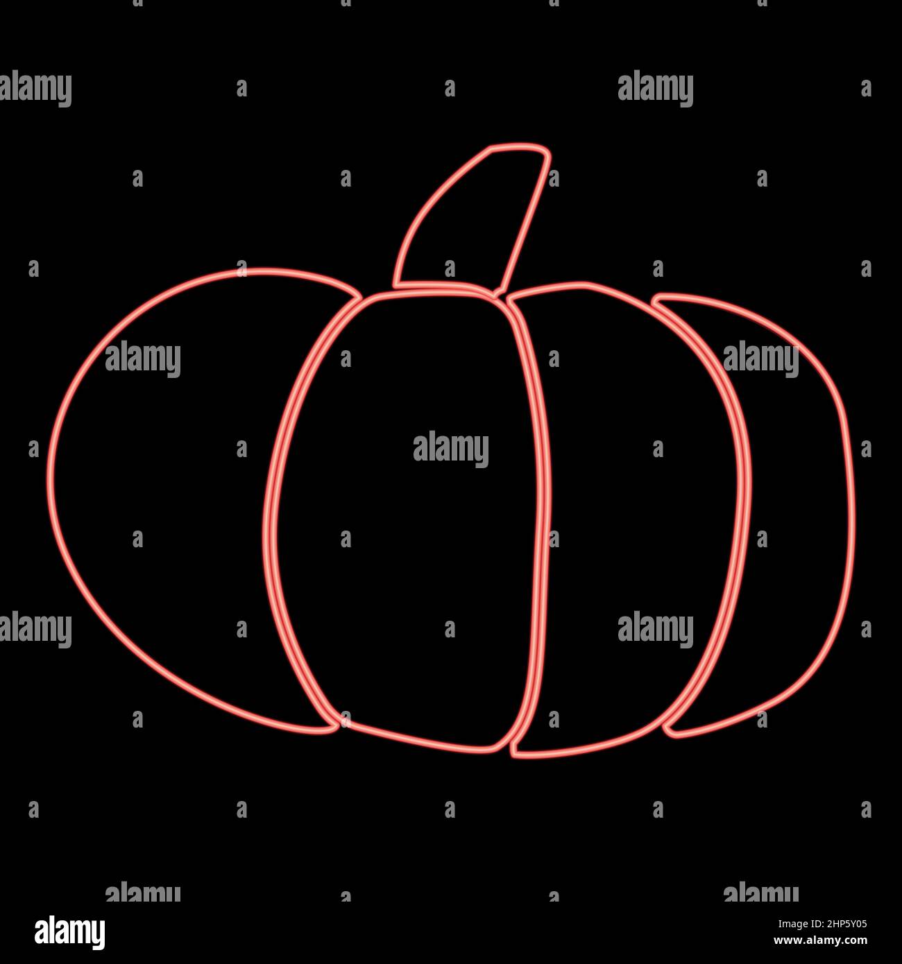 Icona della zucca al neon colore nero in cerchio rosso illustrazione vettoriale immagine in stile piatto Illustrazione Vettoriale