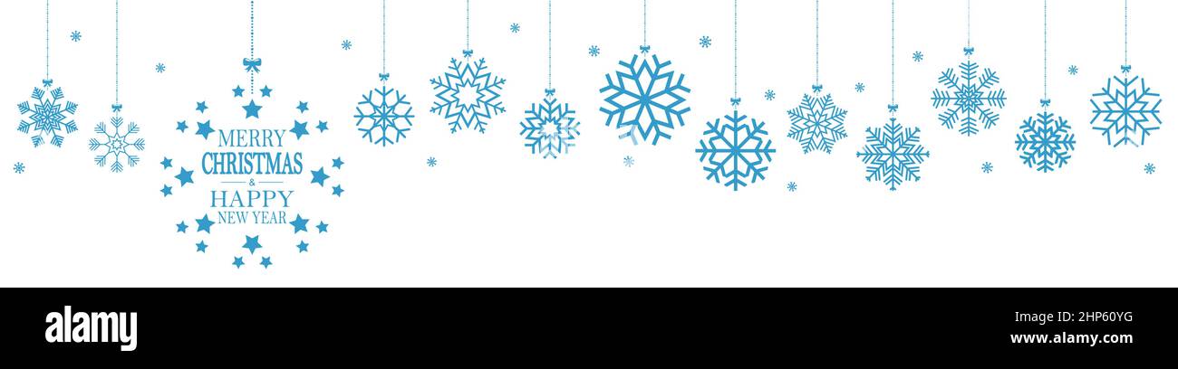 fiocchi di neve appesi per natale con saluti Illustrazione Vettoriale