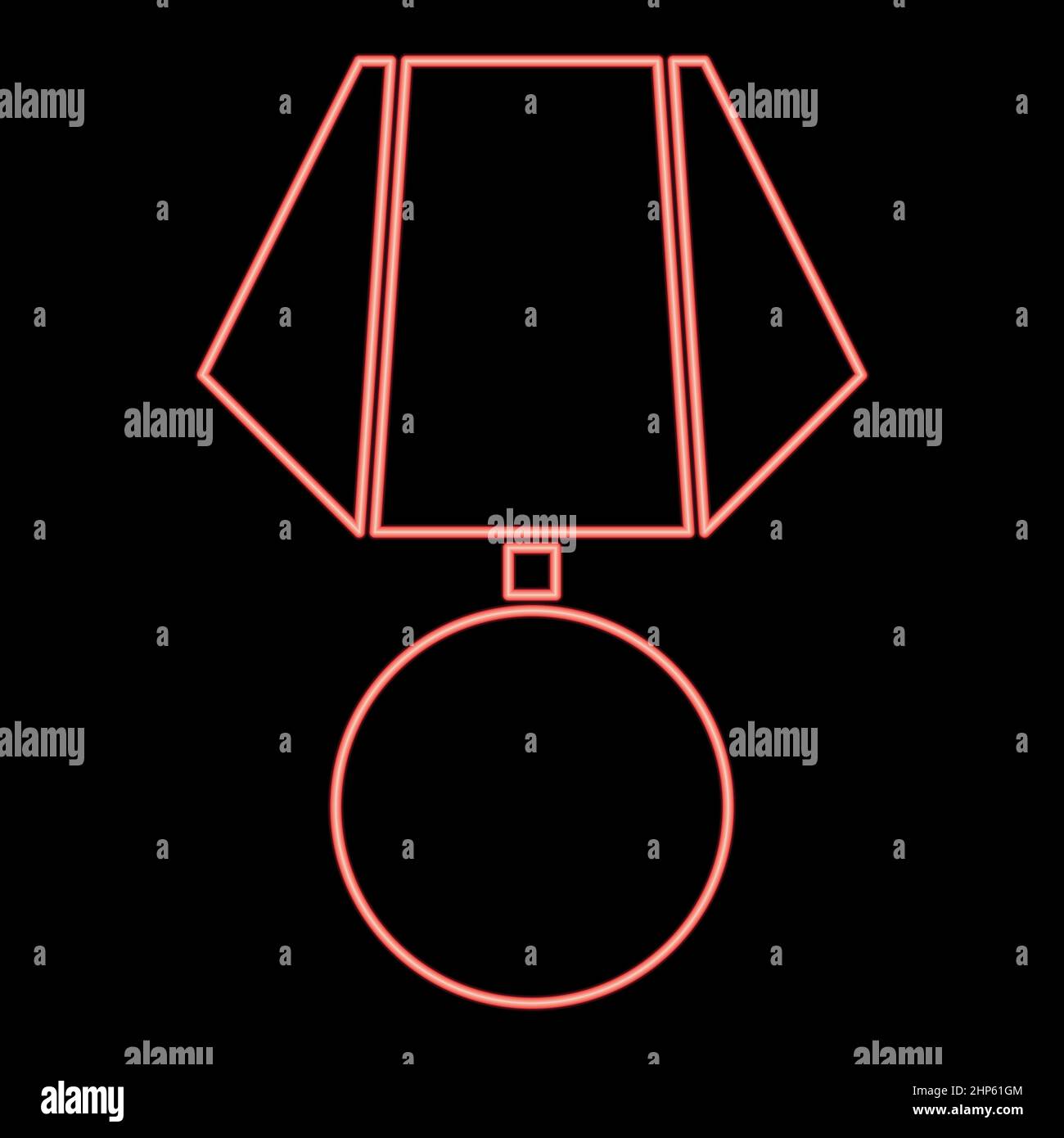 Immagine grafica vettoriale con medaglia al neon rossa in stile piatto Illustrazione Vettoriale