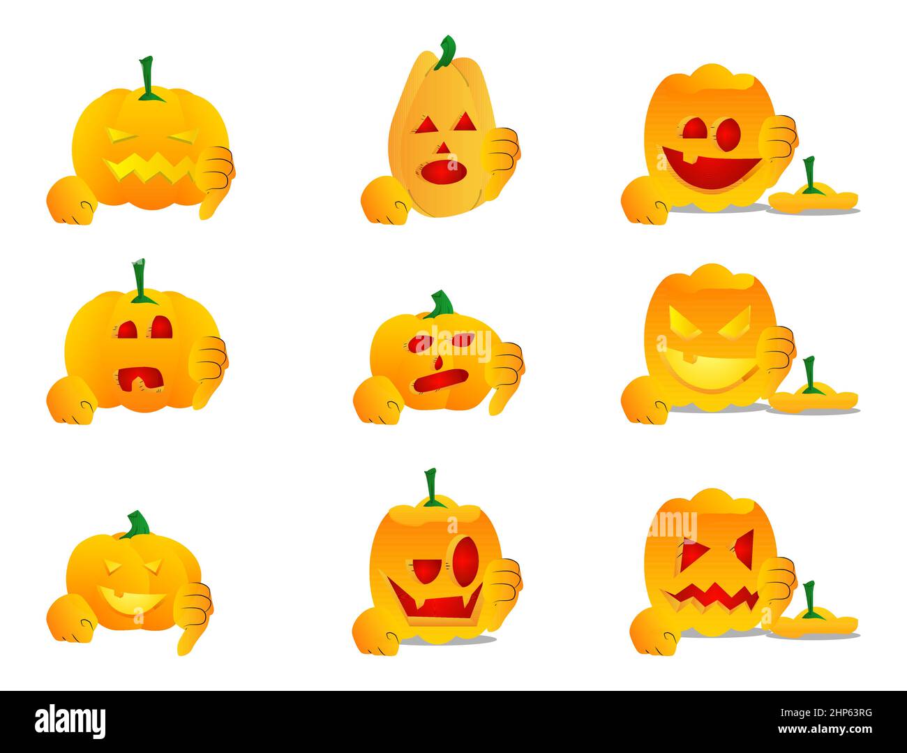 Zucca decorativa per Halloween che mostra segno di mano dissimile Illustrazione Vettoriale
