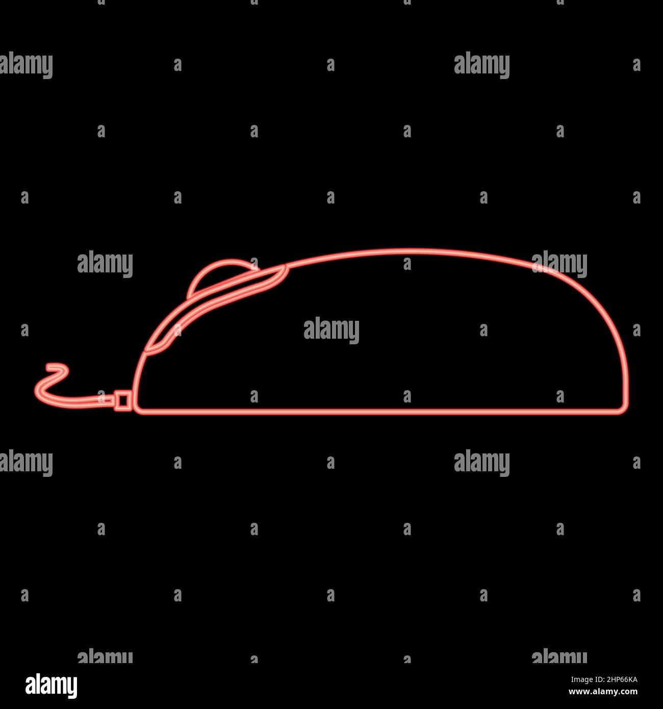 Neon computer mouse rosso immagine vettoriale a colori di stile piatto Illustrazione Vettoriale