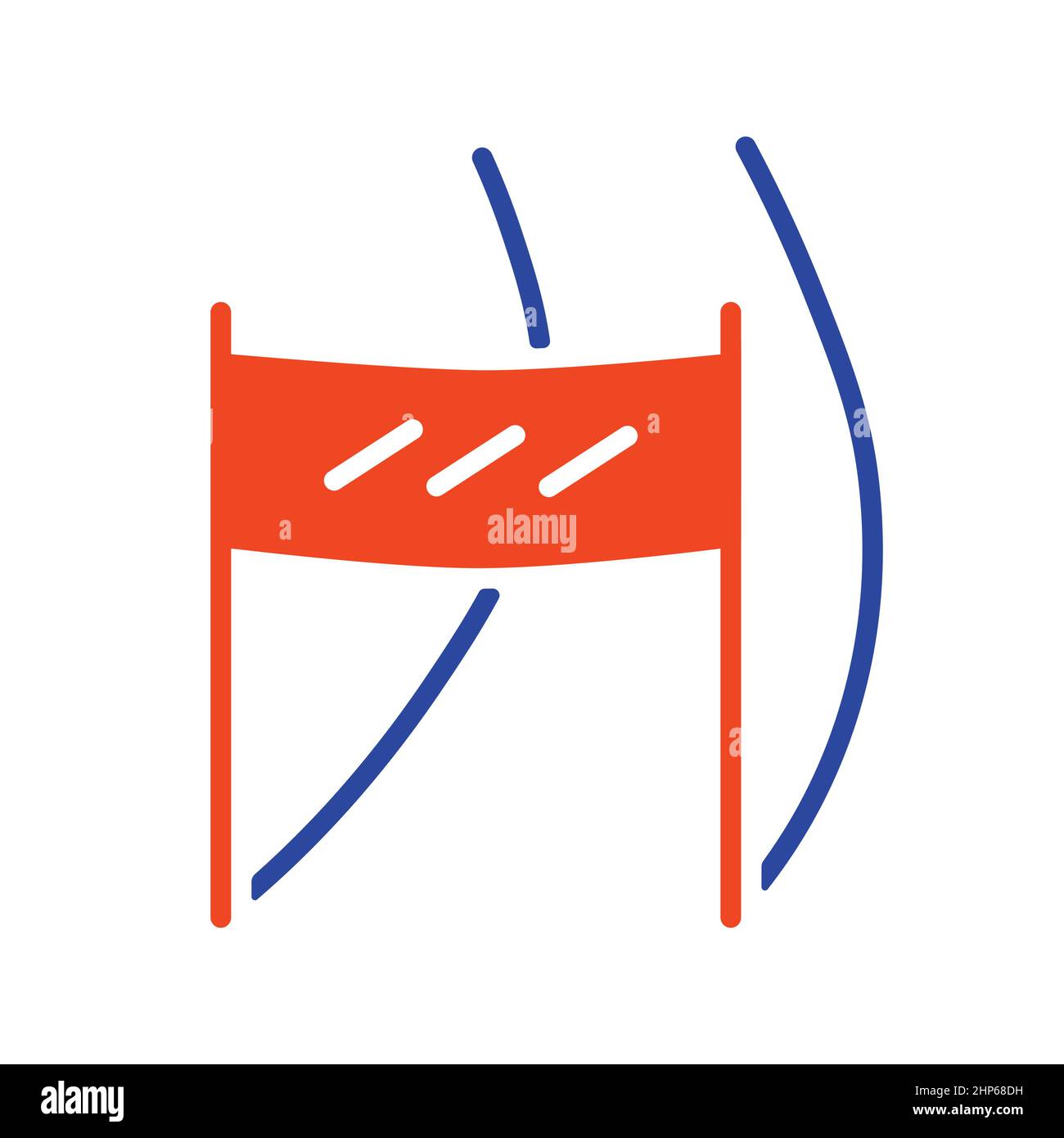 Linea finale dell'icona del vettore di pista da sci. Cartello invernale Illustrazione Vettoriale