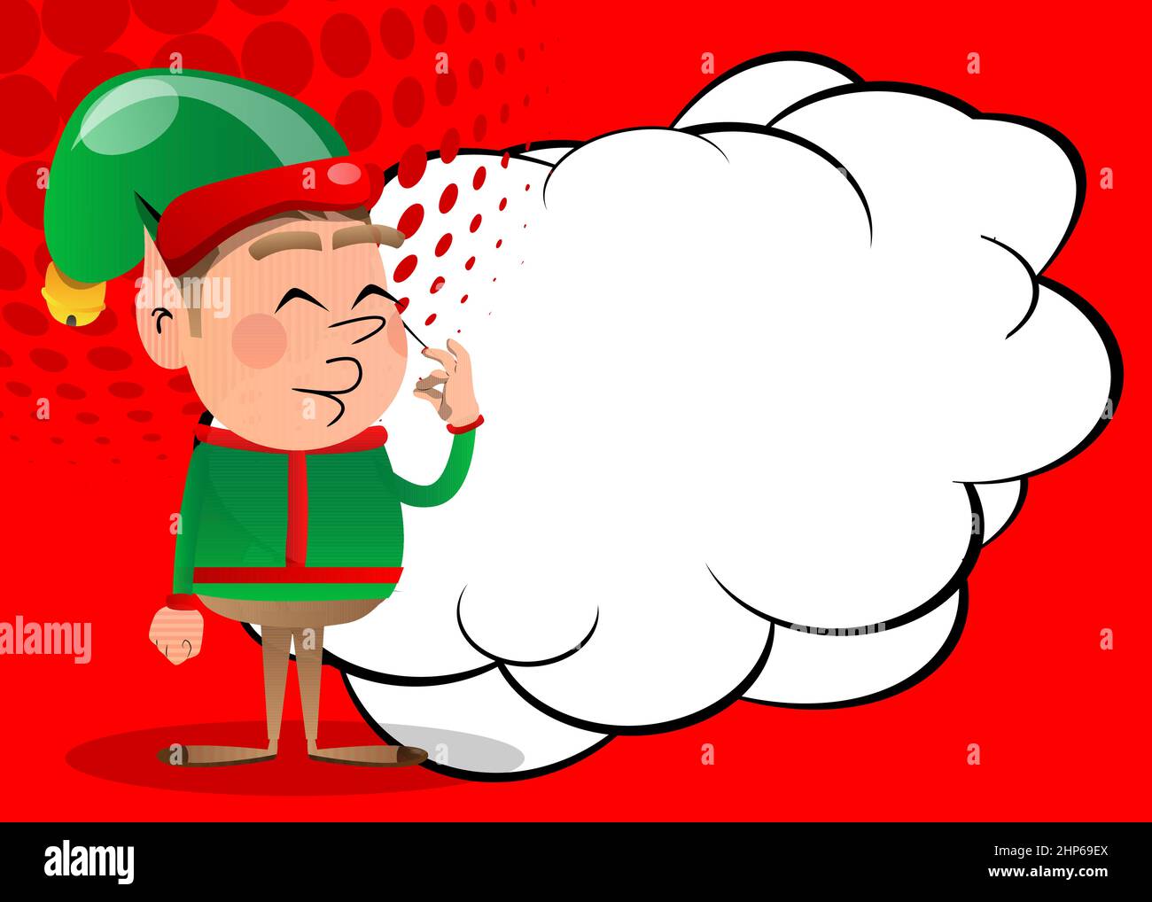 Elf di Natale con il cartello ok Illustrazione Vettoriale