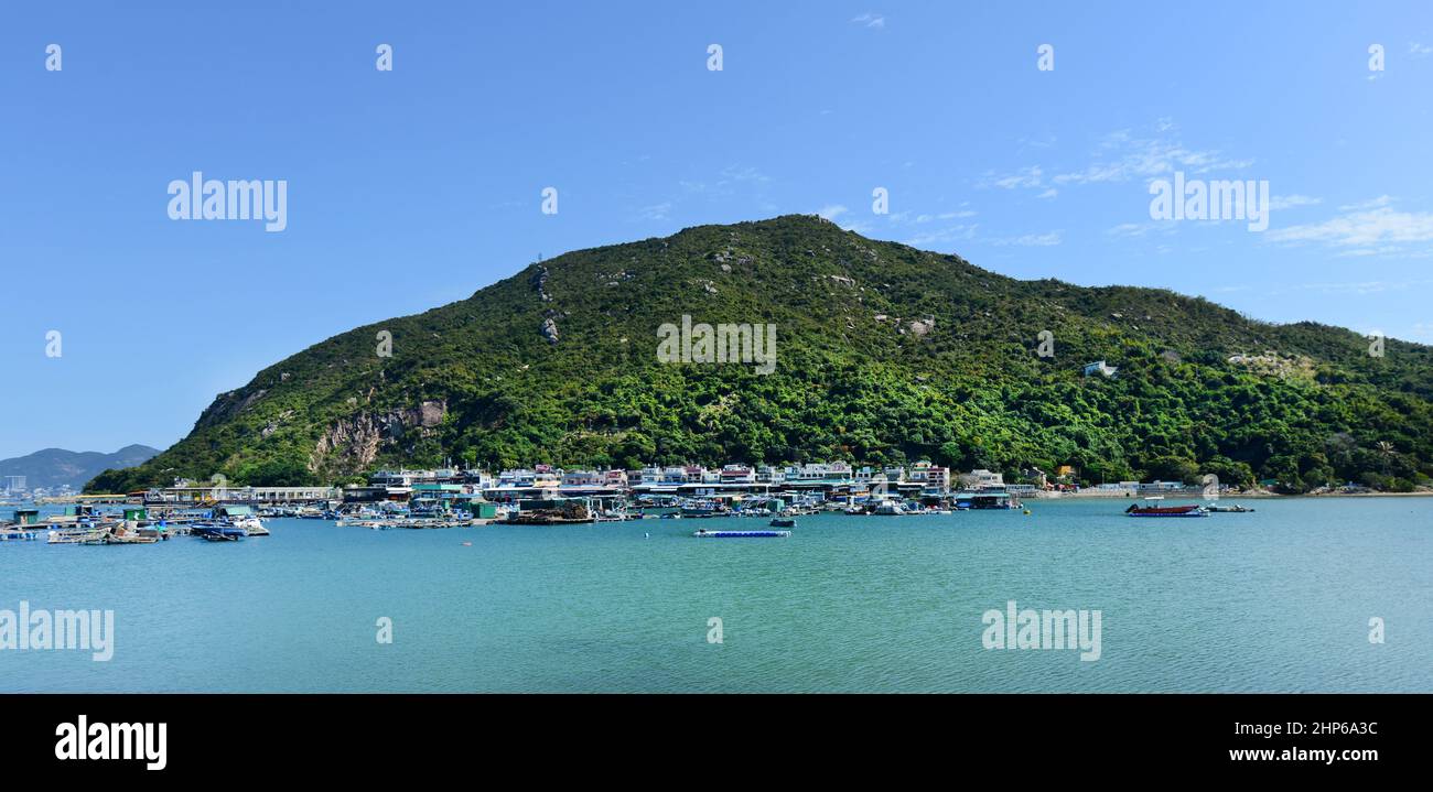 Aziende di acquacoltura a Pichic Bay, Sok Kwu WAN, Lamma Island, Hong Kong. Foto Stock