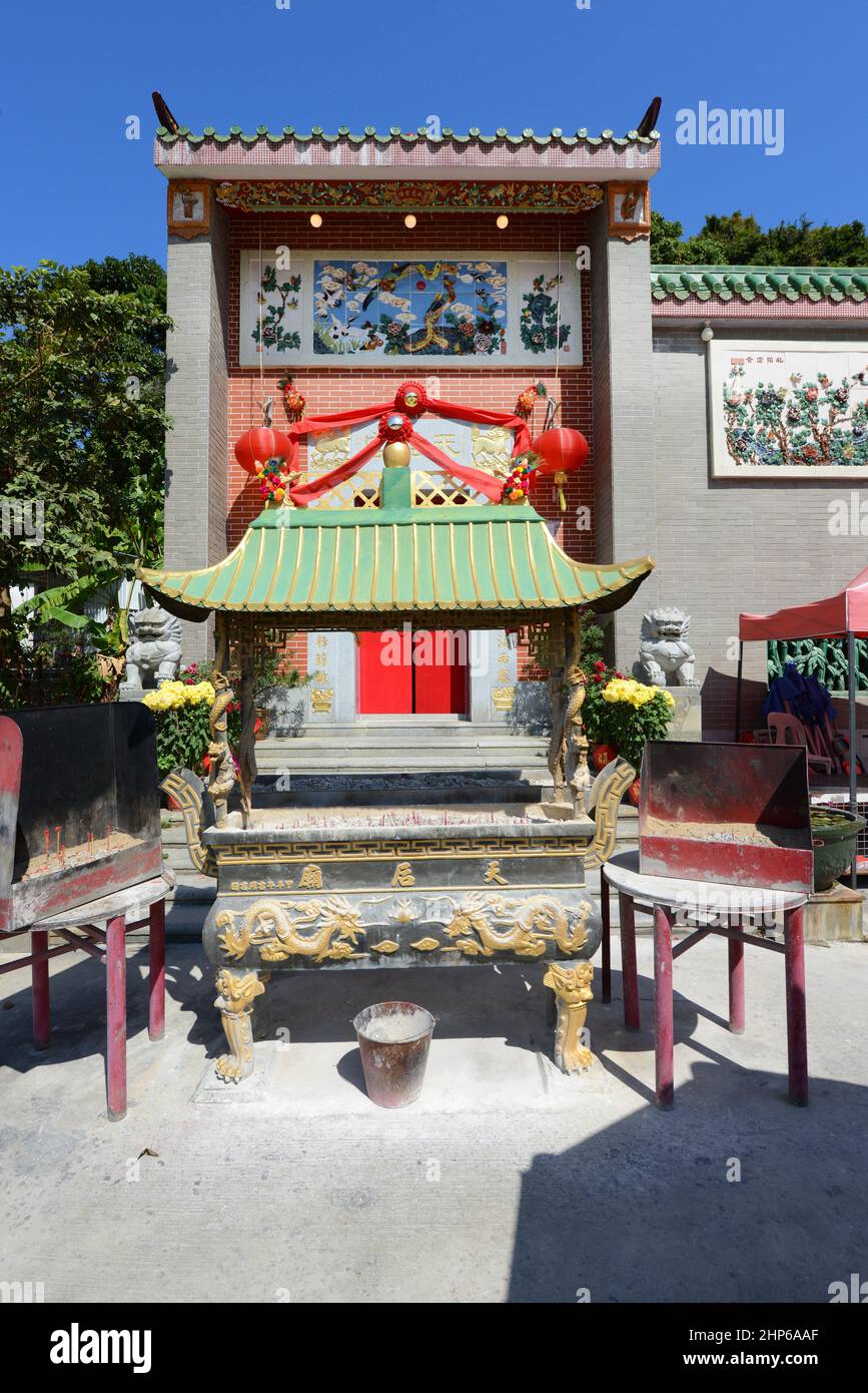 Tempio di Tin Hau a Sok Kwu WAN, Isola di Lamma, Hong Kong. Foto Stock