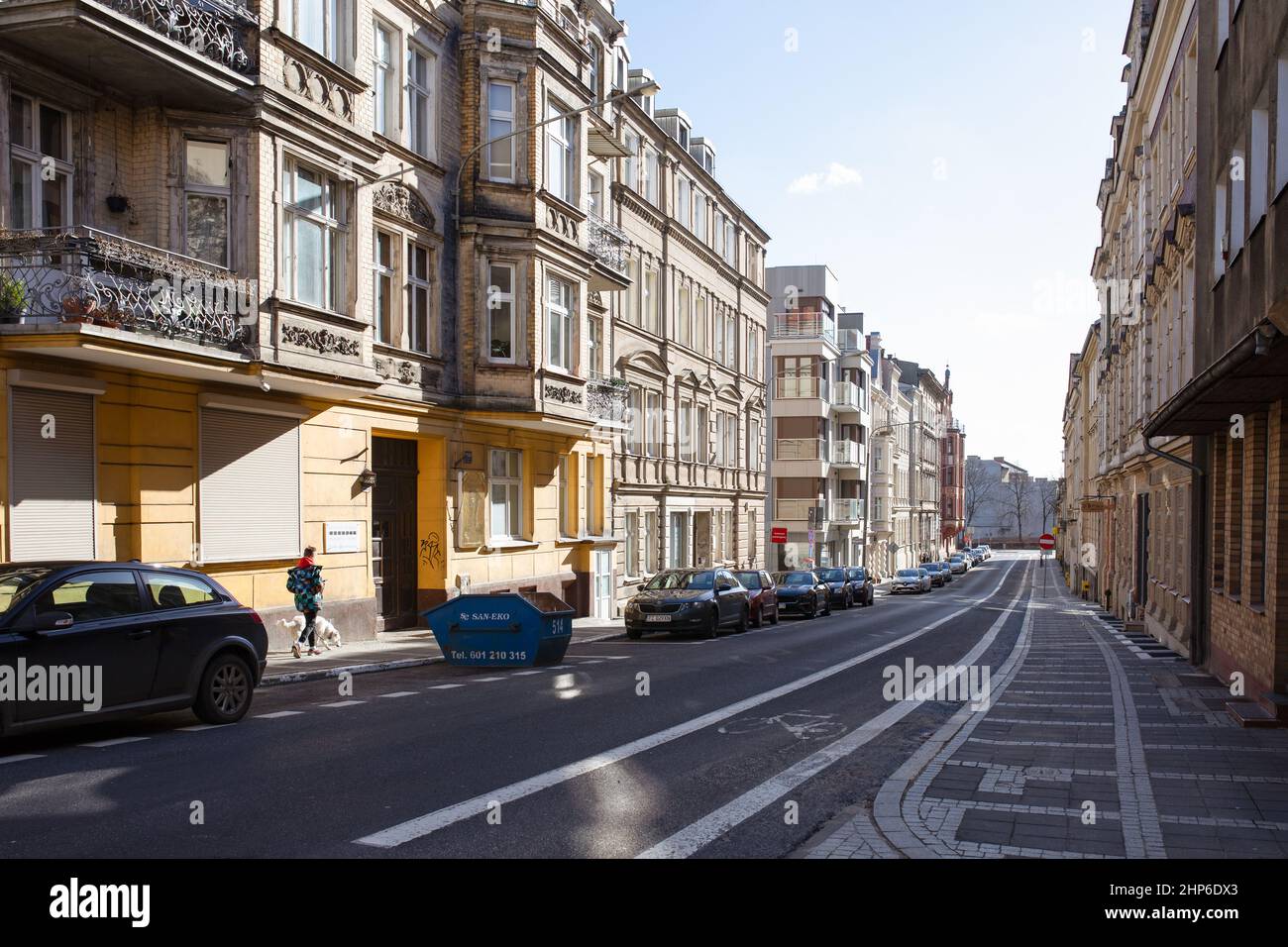 Punti di riferimento Poznań, vecchia architettura del centro della città, inquilini, edifici, strade. Paesaggio urbano Foto Stock