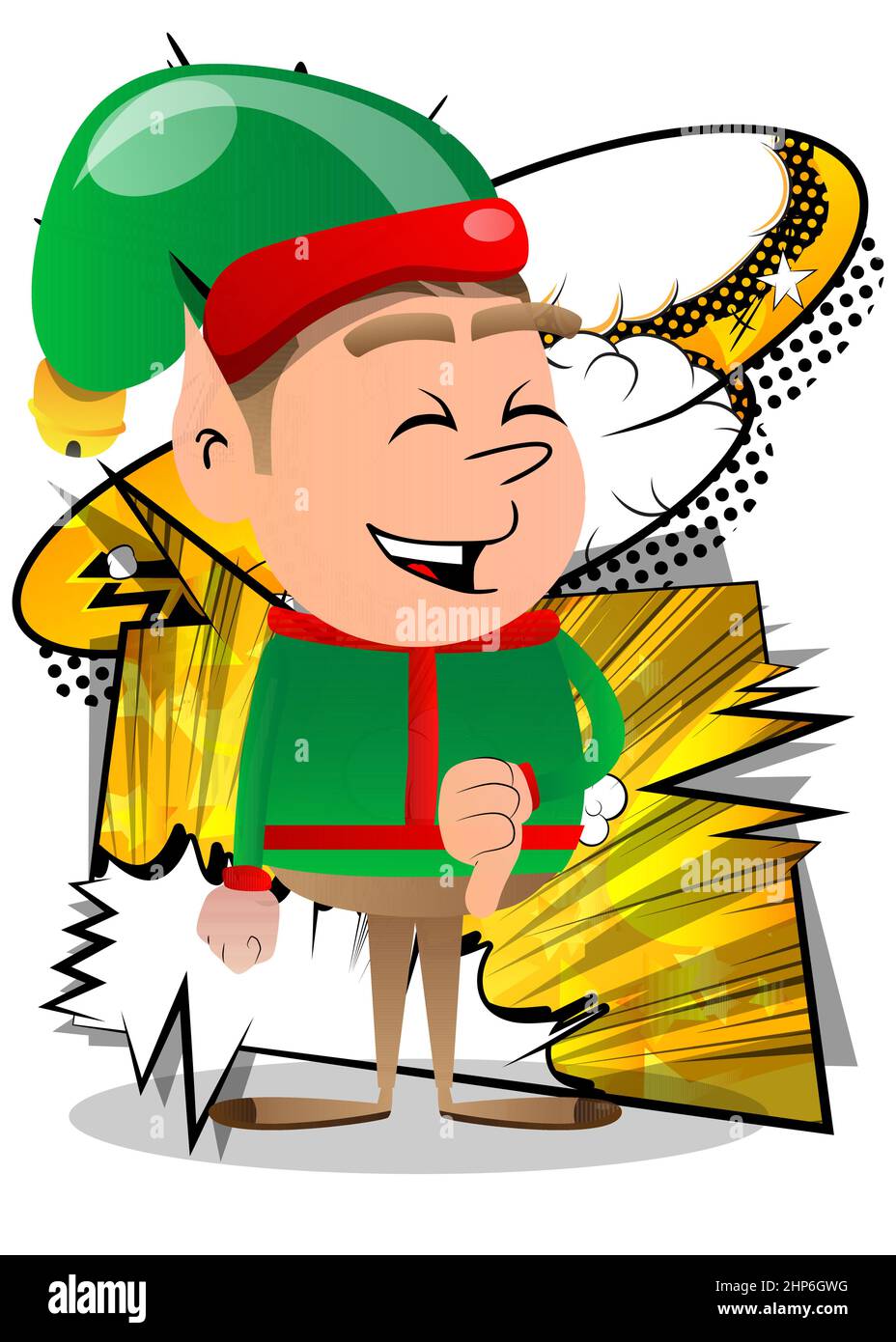 Elf di Natale mostra segno di mano dissimile Illustrazione Vettoriale