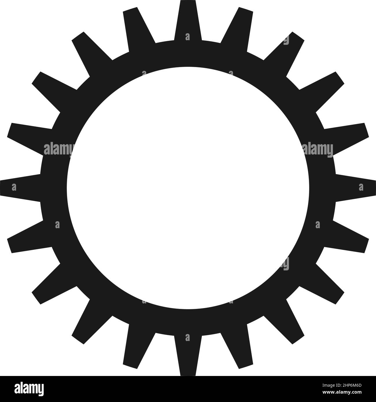 Simbolo ingranaggio o ruota dentata su sfondo bianco isolato. Illustrazione Vettoriale