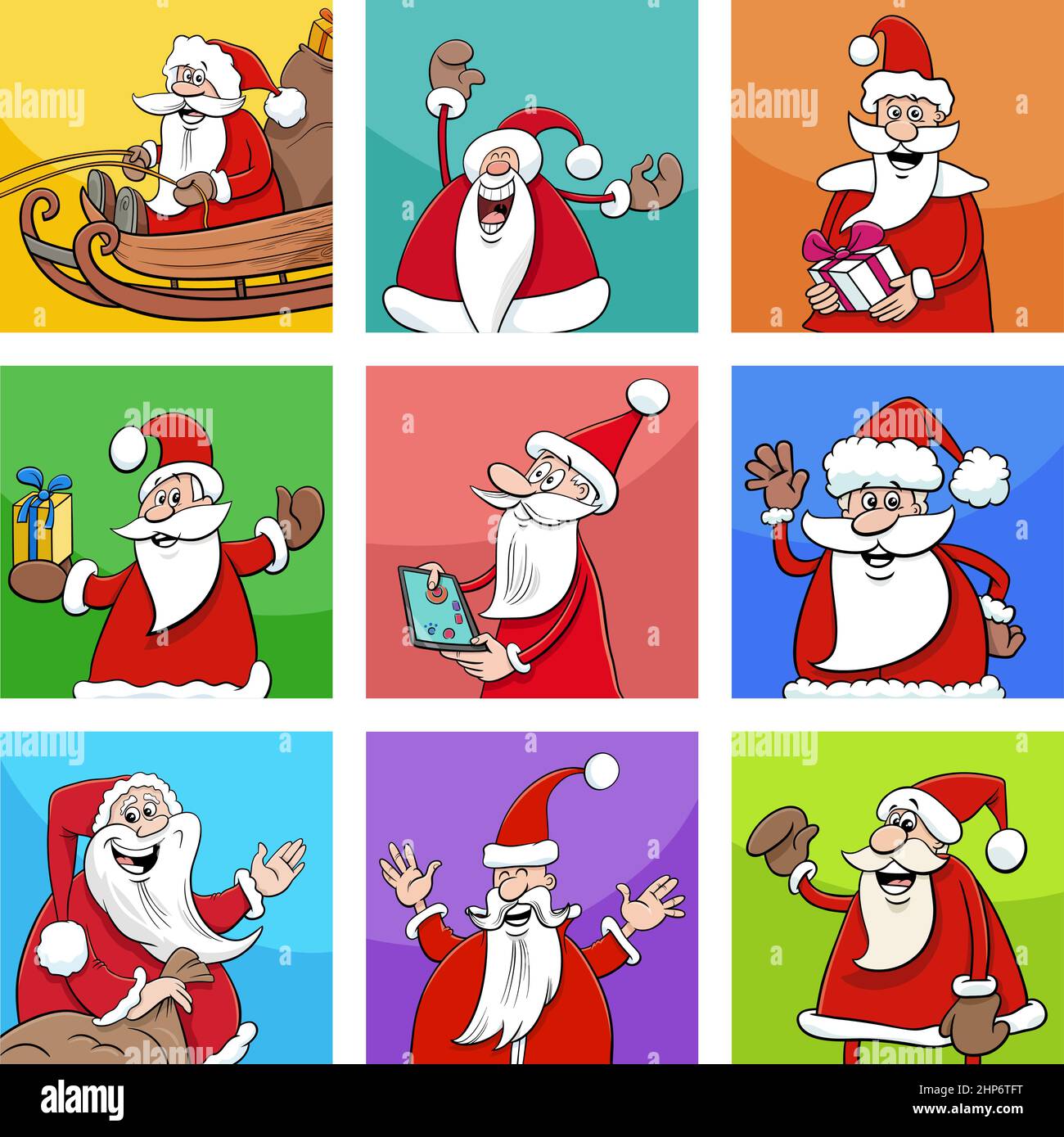 Set di personaggi di Natale di Cartoon Babbo Natale Illustrazione Vettoriale