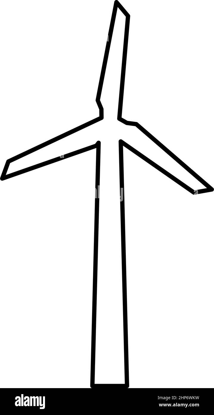 Generatore di vento contorno icona contorno colore nero vettore illustrazione immagine stile piatto Illustrazione Vettoriale