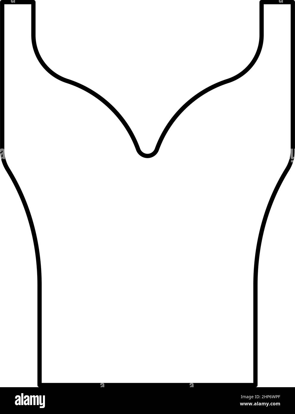 Abbigliamento donna top dress maglia maglia blusa jumper singlet contorno profilo icona nero colore vettoriale illustrazione piatta stile immagine Illustrazione Vettoriale