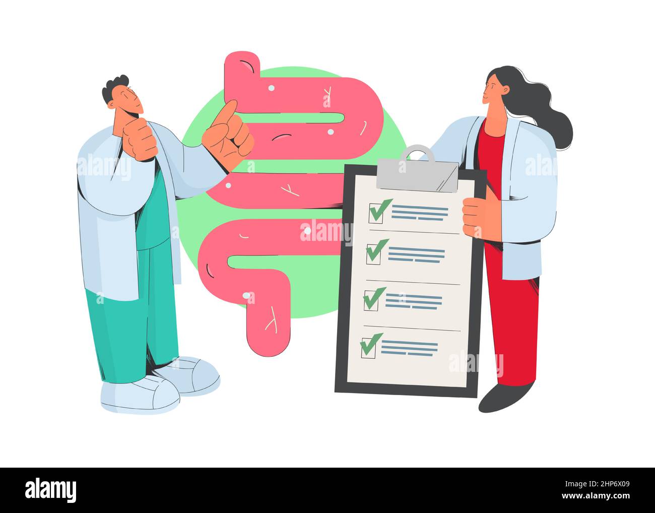 I medici esaminano il tratto gastrointestinale del paziente Illustrazione Vettoriale