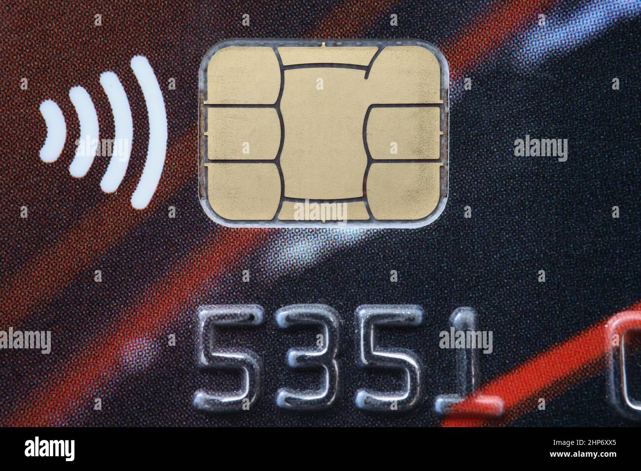 Dettaglio della carta di credito con pagamento senza contatto Foto Stock