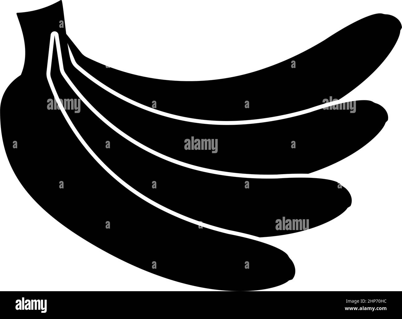 Mazzo di banane icona colore nero vettore illustrazione immagine stile piatto Illustrazione Vettoriale