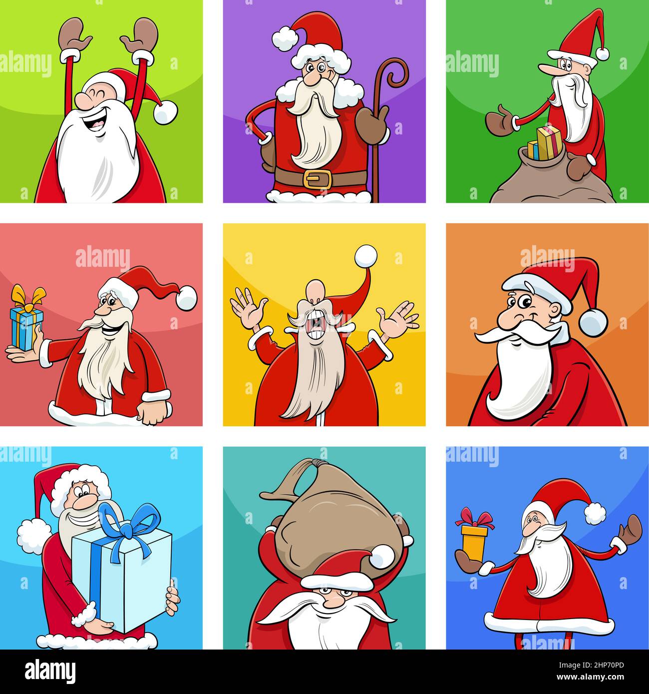 Design Natale con Santa caratteri Illustrazione Vettoriale