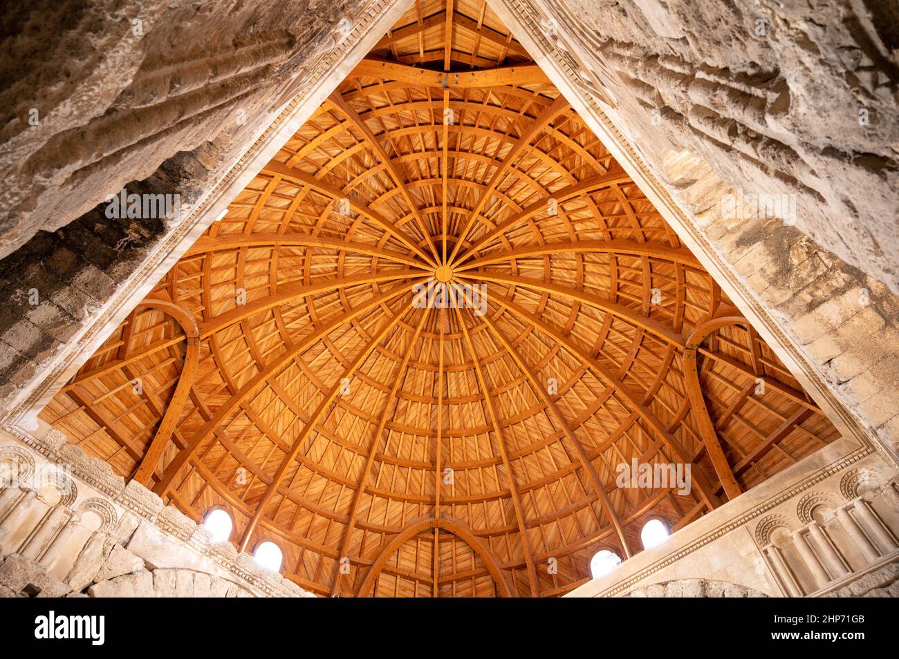 Cupola interna, luogo di Ummayad, Cittadella di Amman, Giordania Foto Stock